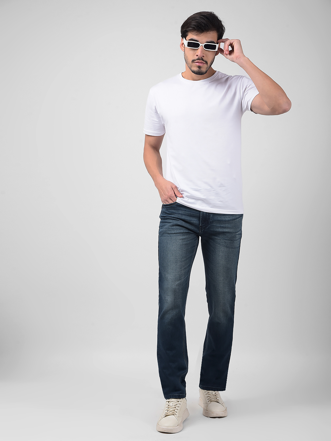 Numero Uno Men Solid Dark Blue Jeans